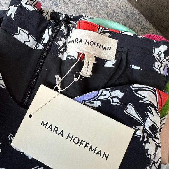 NWT Mara Hoffman Nomi Fitted Mini Dress Sz 2 Black Multi-colored Allover Print - Picture 4 of 10